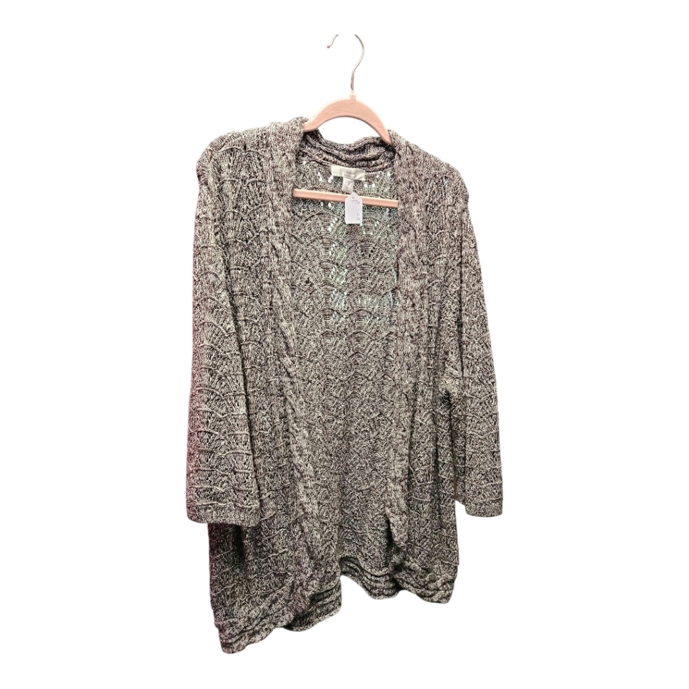 CJ Banks Brown and White Cardigan Sweater